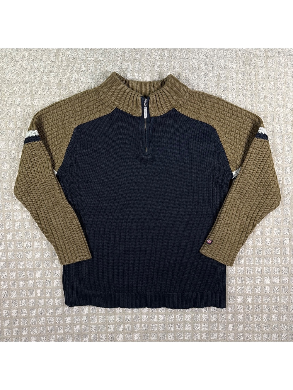 Point Zero colorblock quarter-zip knit sweater L